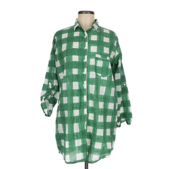 Julia Amory JA Husband Shirt in Green Gingham Medium - Picture 2 of 9